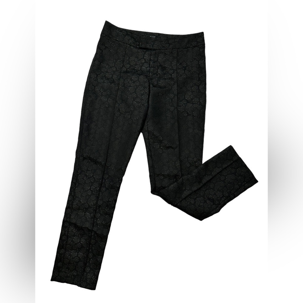 SMYTHE Black Floral Jacquard Pants 6